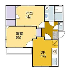 リーブルロッシュ 2DKの間取図画像