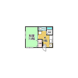 茂呂アパート 2階1Kの間取り