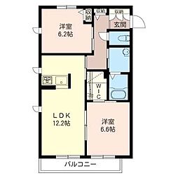 ワイズガーデン愛宕 2LDKの間取図画像