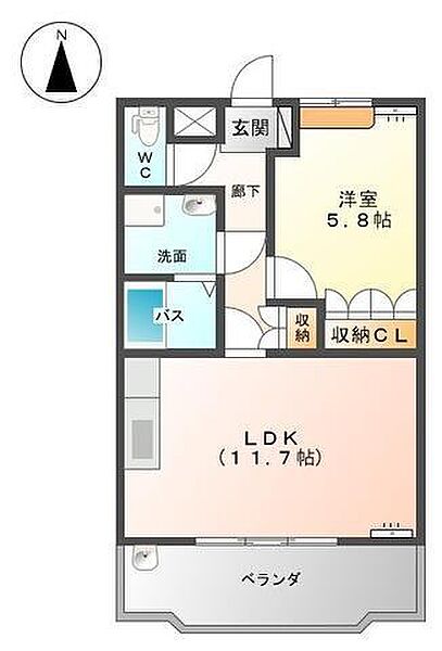 プロニティＦｕｊｉｍｉ 203｜栃木県足利市富士見町(賃貸アパート1LDK・2階・44.55㎡)の写真 その2