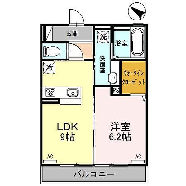 ディアレクス 305｜栃木県足利市鹿島町(賃貸アパート1LDK・3階・40.07㎡)の写真 その2