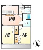 グランヴィレッジＫ 203 ｜ 栃木県足利市常見町2丁目（賃貸アパート2LDK・2階・49.61㎡） その2