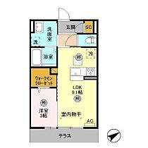 ボヌール 102 ｜ 栃木県足利市福居町（賃貸アパート1LDK・1階・33.39㎡） その2