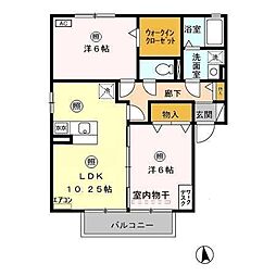 ノイエ・シュタットB 2LDKの間取図画像