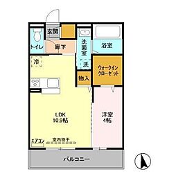 LeHuitE 1LDKの間取図画像