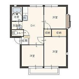 トミーハイツ茂呂山B 3DKの間取図画像