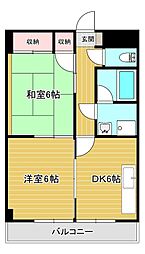 モンシャトー足利成和 2DKの間取図画像