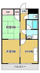 モンシャトー足利成和 2DKの間取図画像