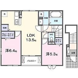 クラール高萩 2LDKの間取図画像