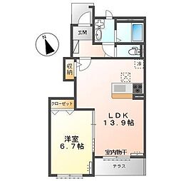 クリスタルパレス 1LDKの間取図画像