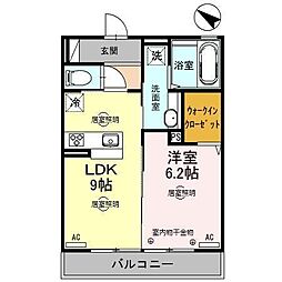 ディアレクス 1LDKの間取図画像