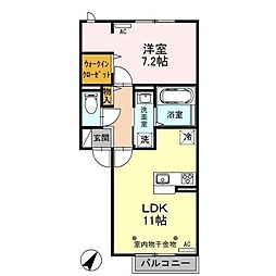 アクセルウエスト 1LDKの間取図画像