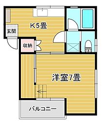 メゾン小松原2 1DKの間取図画像