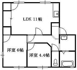 ラフォーレ山川A 2LDKの間取図画像