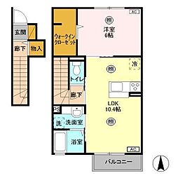 グランソレイユ 1LDKの間取図画像