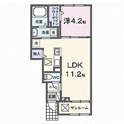 セントラル フィールド 福居 1LDKの間取図画像