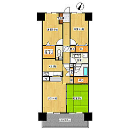 バンベール新生公園 3LDKの間取図画像
