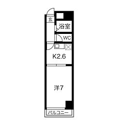 A-フラット 1DKの間取図画像