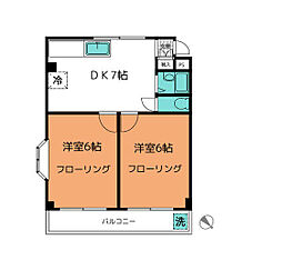 シェルガーデン 2DKの間取図画像