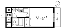 ガーデンハイツビコー 1Kの間取図画像