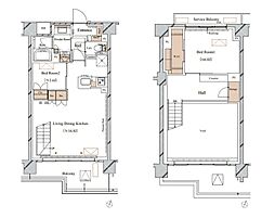都営浅草線 西馬込駅 徒歩12分の賃貸マンション 6階2LDKの間取り