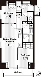 東京臨海高速鉄道りんかい線 品川シーサイド駅 徒歩1分の賃貸マンション 2階2LDKの間取り
