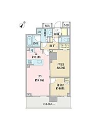 都営浅草線 高輪台駅 徒歩1分の賃貸マンション 17階2LDKの間取り