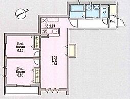 都営浅草線 西馬込駅 徒歩4分の賃貸マンション 1階2LDKの間取り