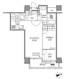 JR山手線 五反田駅 徒歩8分の賃貸マンション 27階1SLDKの間取り