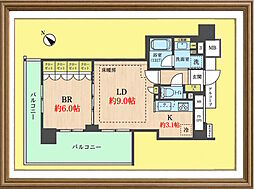 ノブレス新横浜エスアリーナ 1LDKの間取図画像