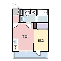 JR仙山線 国見駅 徒歩2分の賃貸アパート 2階ワンルームの間取り