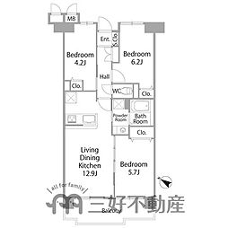 ファミール二日市A棟 3LDKの間取図画像
