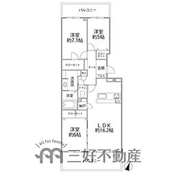 ヒルズ平尾 3LDKの間取図画像