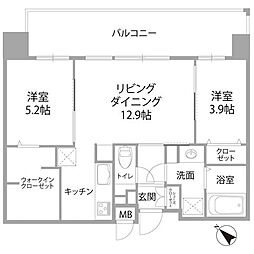 エンクレスト天神AVANT 2LDKの間取図画像