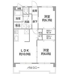 ロワールマンション西公園2 2LDKの間取図画像