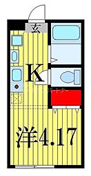 フォレストハウス船橋 1階ワンルームの間取り