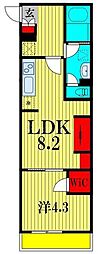 リブリ・船橋IV 3階1LDKの間取り