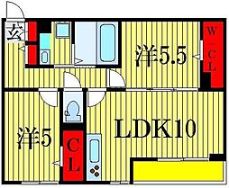 エタニティー東船橋 3階2LDKの間取り