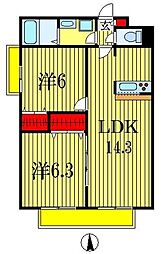 ステラート 3階2LDKの間取り