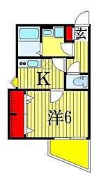メゾン志麻 2階1Kの間取り