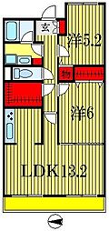 サイドパーク山手参番館 2LDKの間取図画像