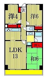 クレストヒル中野木 3LDKの間取図画像