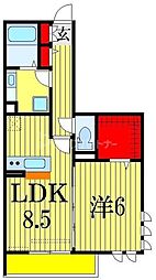 evergreen 1LDKの間取図画像