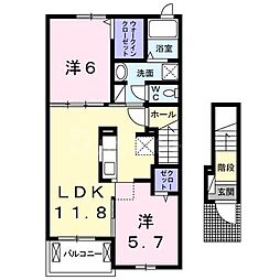 ランジェ 2LDKの間取図画像