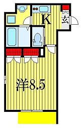 サクラーレ船橋 1Kの間取図画像