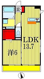 エーデルハイム4 1LDKの間取図画像