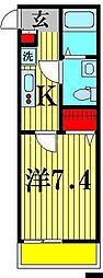 船橋市藤原1丁目アパート 1Kの間取図画像
