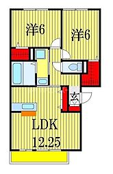 ブランシュールA棟 2LDKの間取図画像