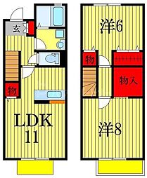 パティオス薬園台東 2LDKの間取図画像