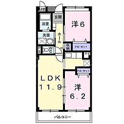 サウスウィンド 2LDKの間取図画像